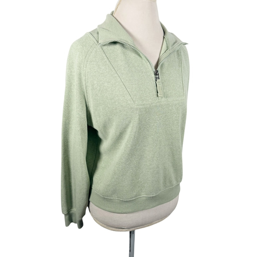 Prana Cozy Up Pullover Sweatshirt Heather Green Crop Length Relaxed Size S - Picture 11 of 12